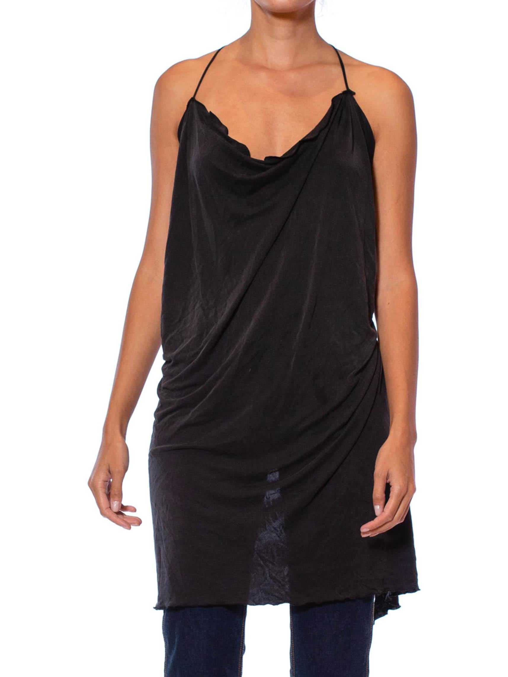 1990S Black Washed Silk Jersey Draped Camisole 4
