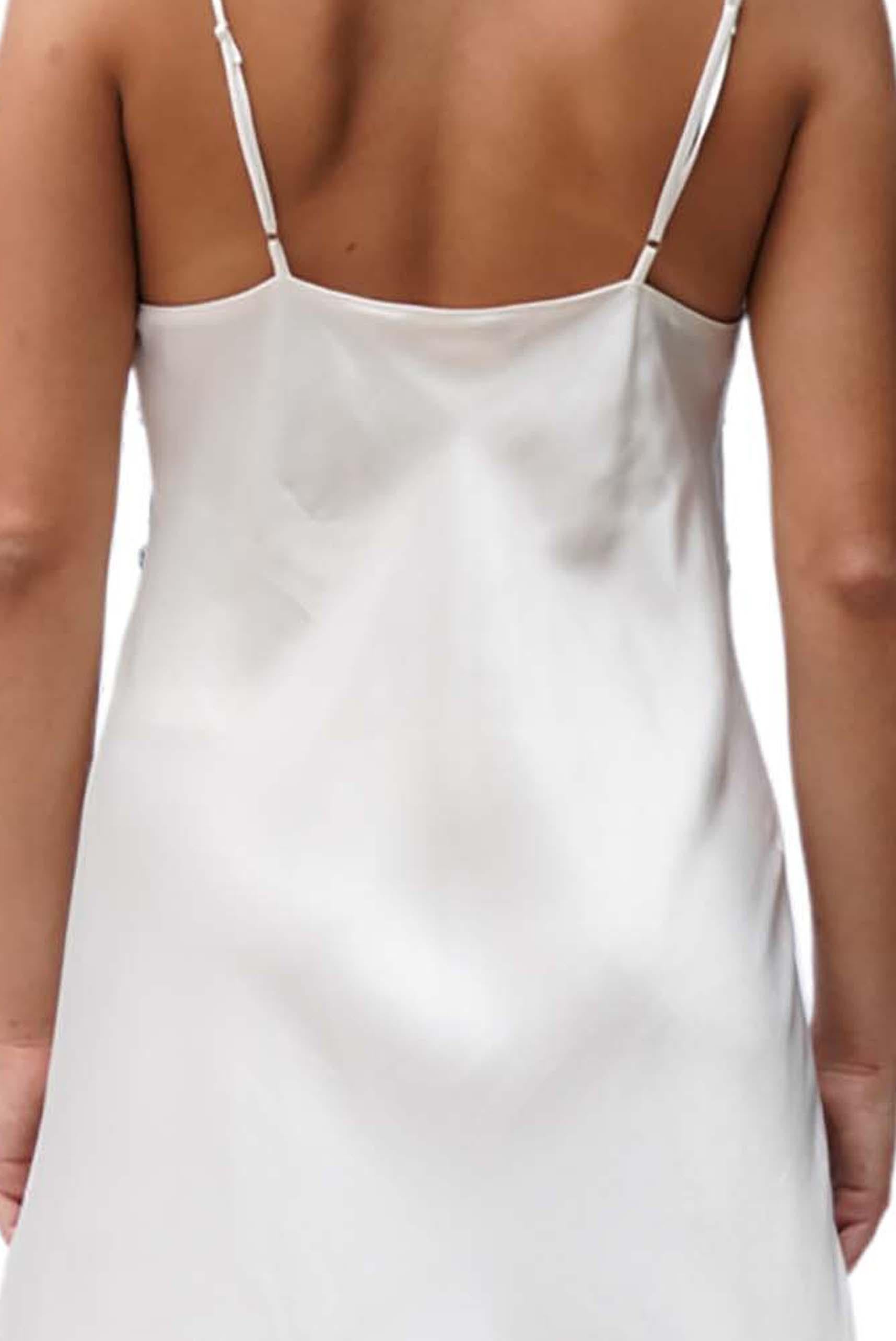 1990S Black & White Slinky Silk Lace Trim Long Slip Dress 3