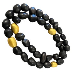 1990 Collier en Wood Wood et laiton doré par Monies