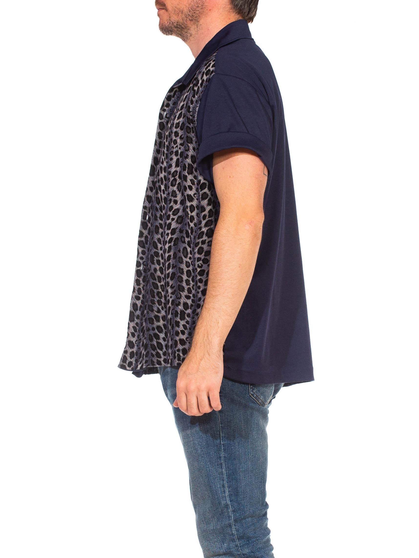 blue cheetah print shirt mens