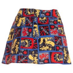 yellow polyester skirt Vintage 1990S Blue Red
Yellow Polyester Comic Strip Mini Skirt