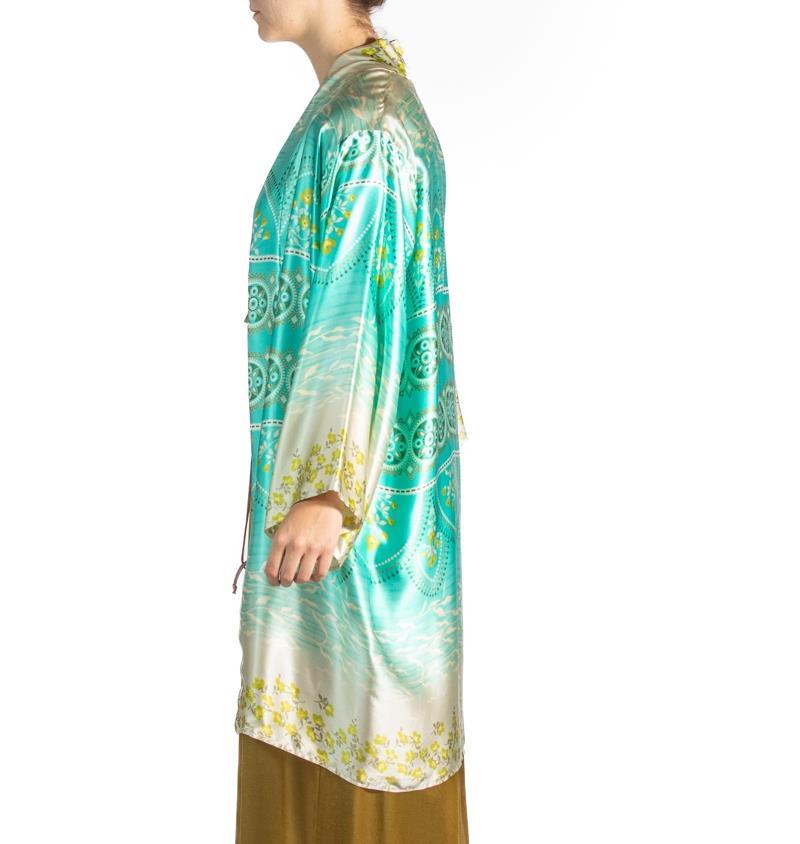 Green 1990S Blue & White Silk Robe For Sale