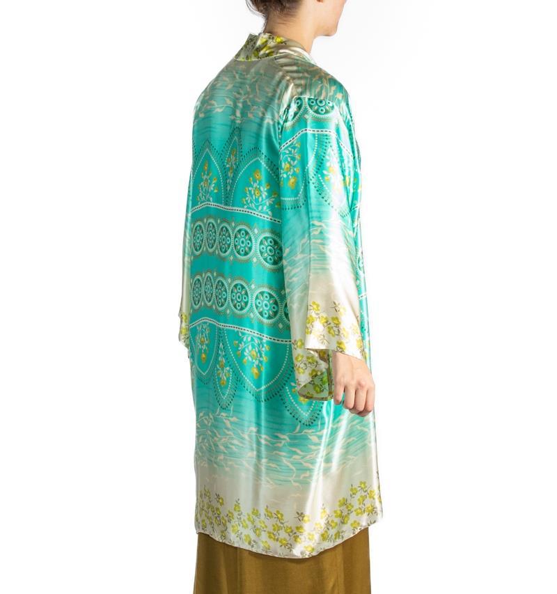 1990S Blue & White Silk Robe For Sale 2
