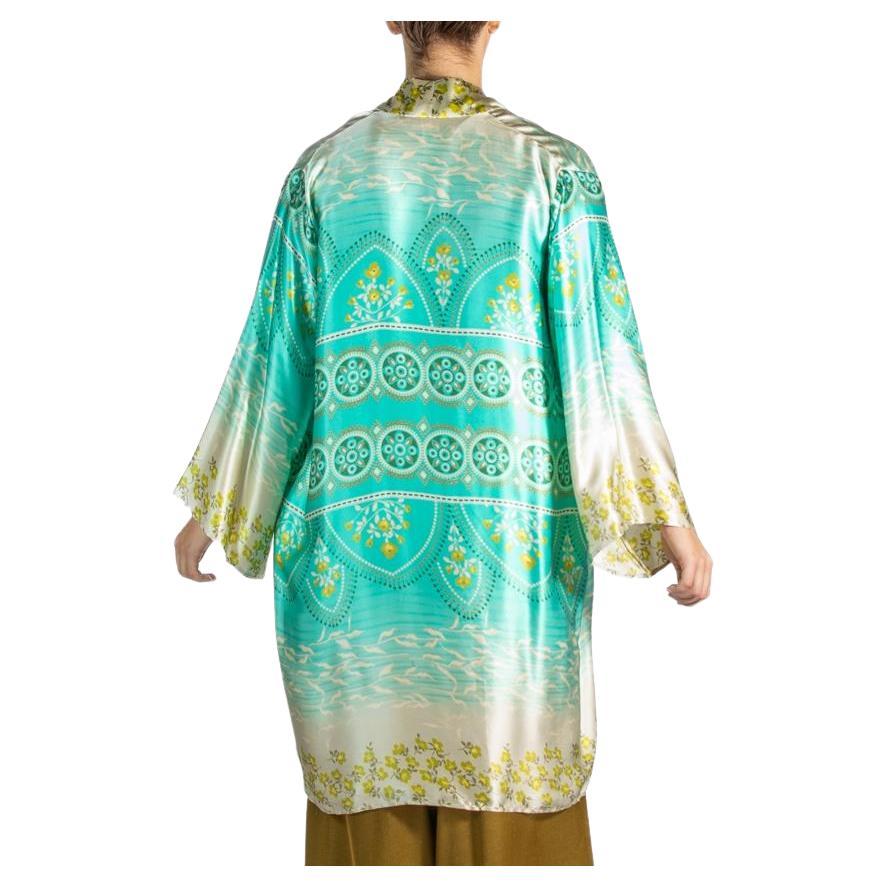 1990S Blue & White Silk Robe For Sale