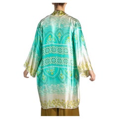 1990S Blue & White Silk Robe