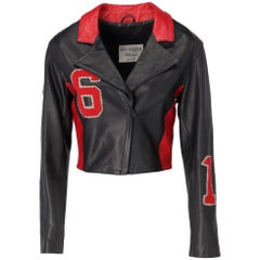 1990s Blumarine by Anna Molinari Black Leather Biker jacket