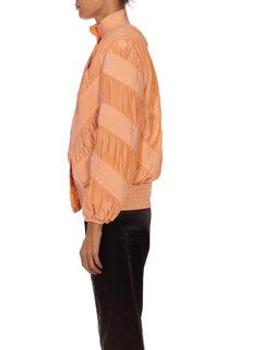 1990er Blush Pink Silk Slashed Inspired Shirred Jacket