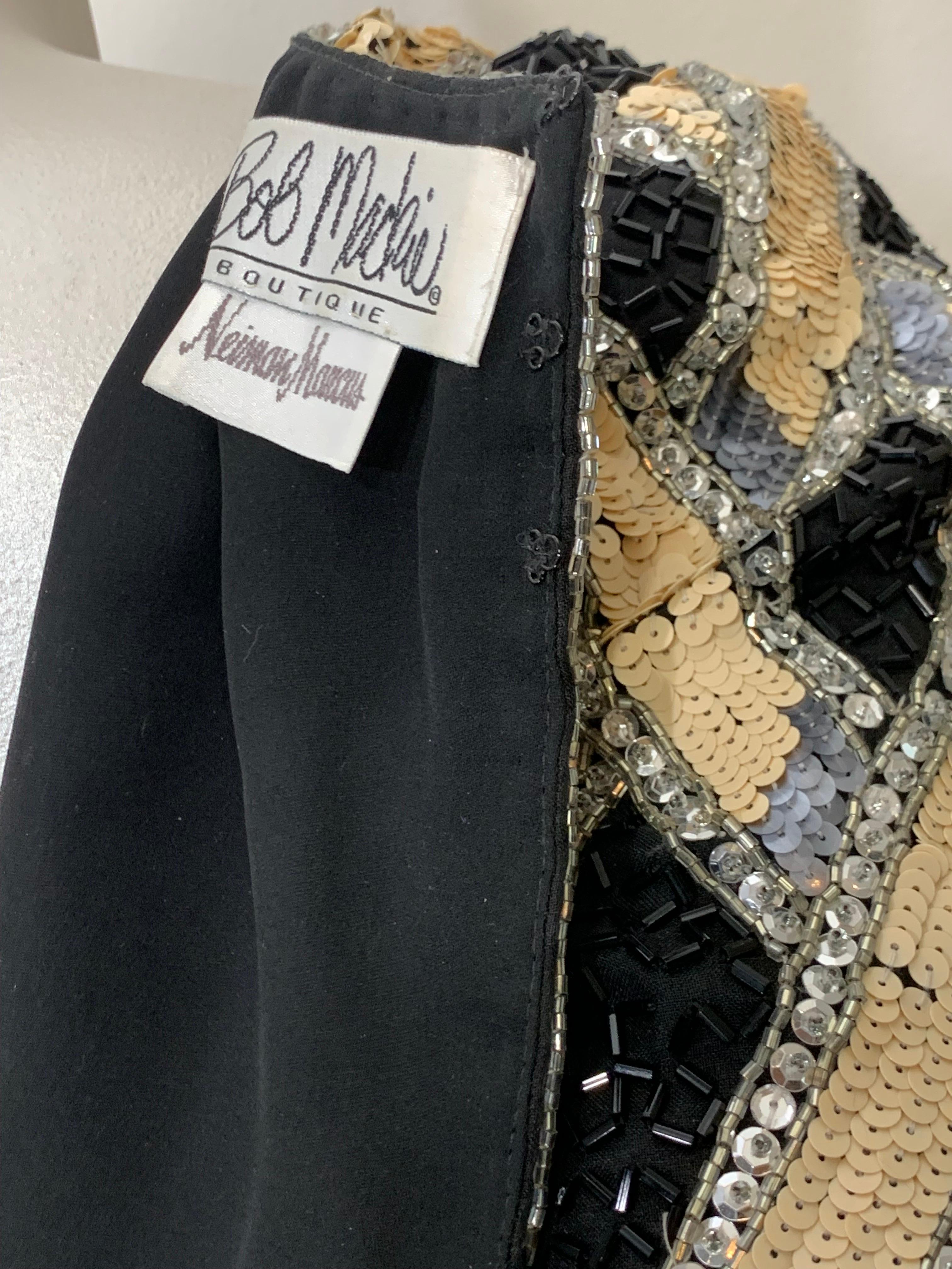1990s Bob Mackie Beaded and Sequin Lattice Pattern Evening Cropped Bolero Jacket 7
