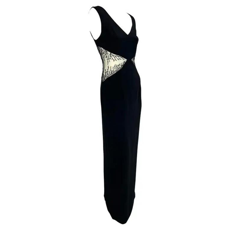 Bob Mackie anni '90, abito nero con perline e tagliato