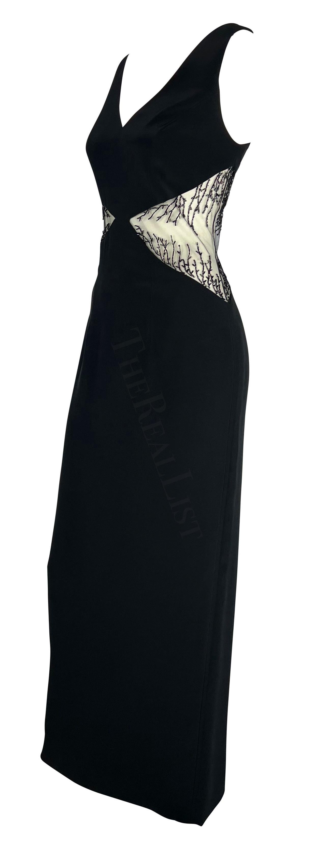 Women's 1990s Bob Mackie Black Cut Out Beaded Gown For Sale