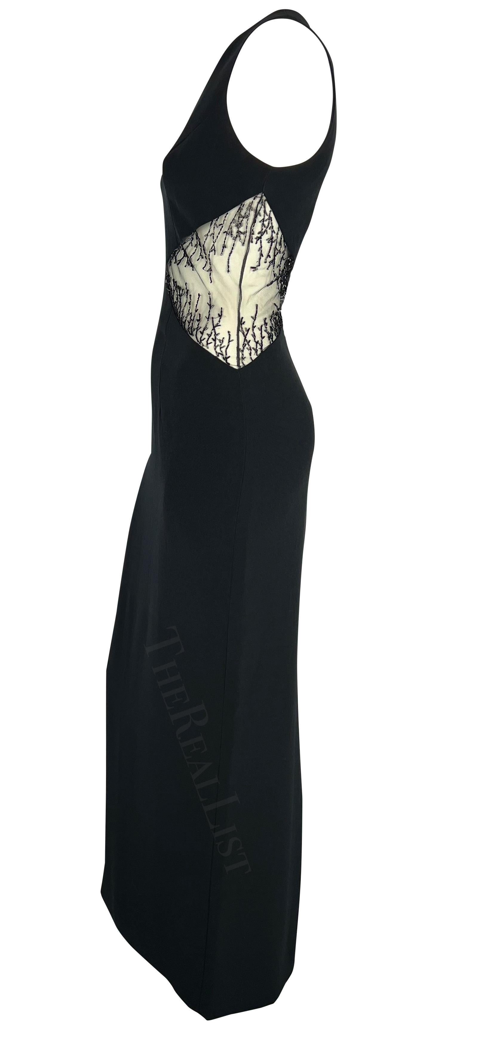 1990s Bob Mackie Black Cut Out Beaded Gown For Sale 1