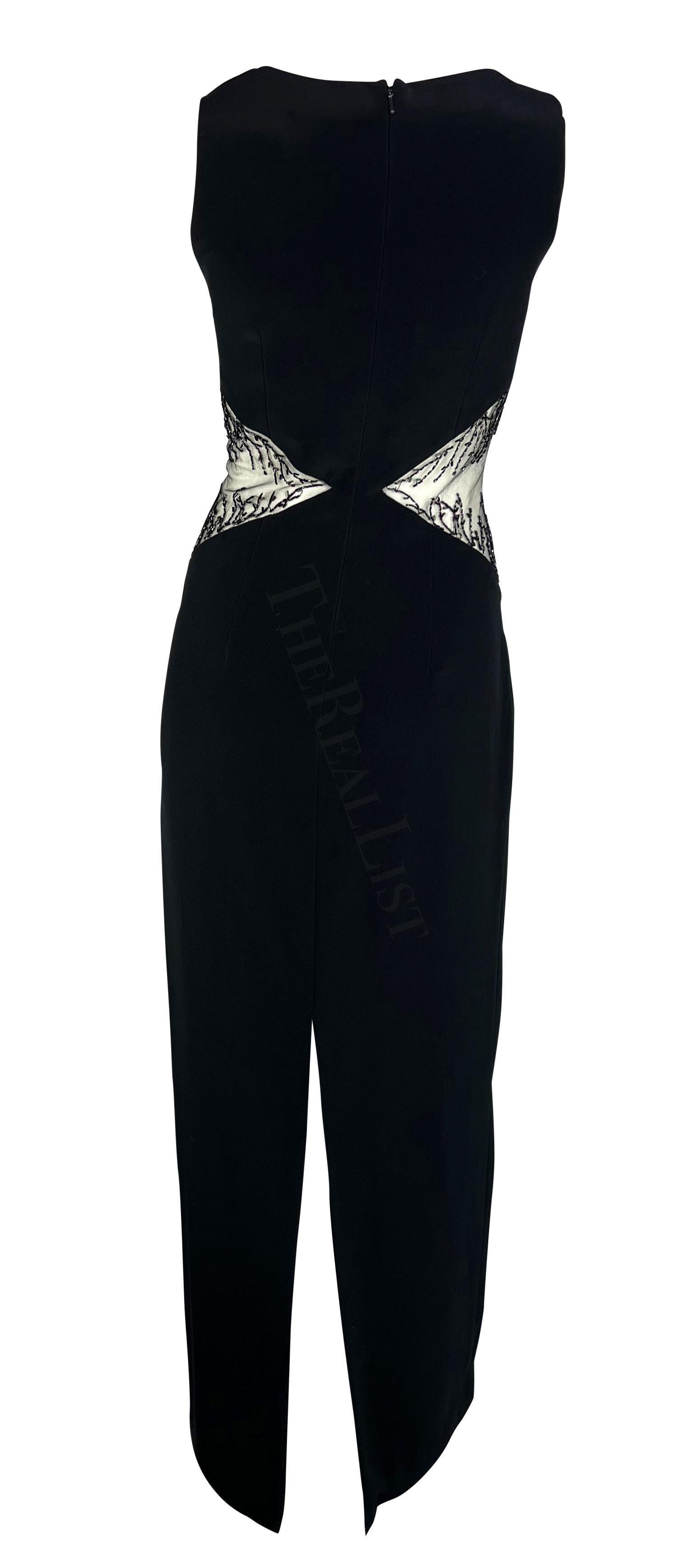 Bob Mackie anni '90, abito nero con perline e tagliato in vendita 2