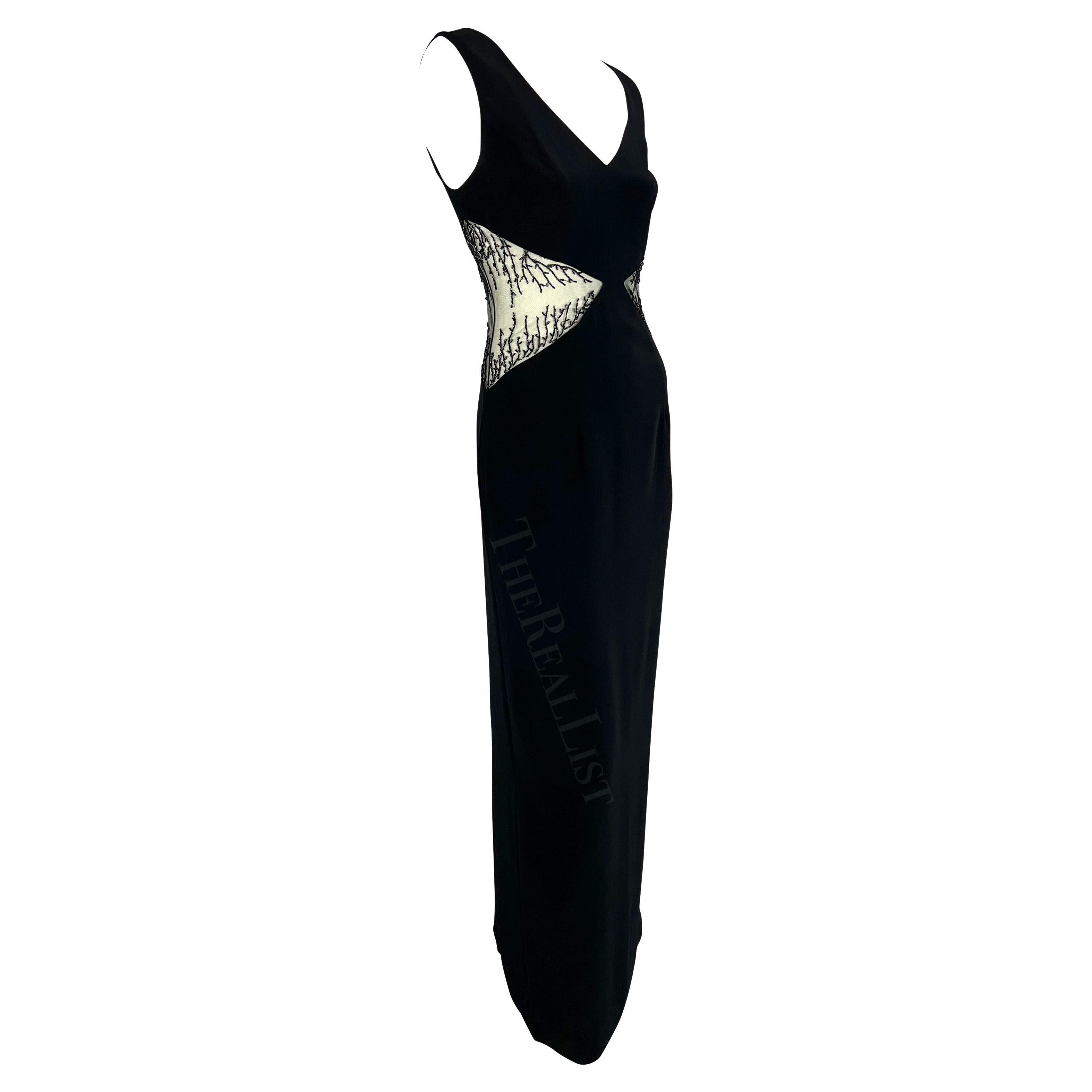 1990s Bob Mackie Black Cut Out Beaded Gown For Sale