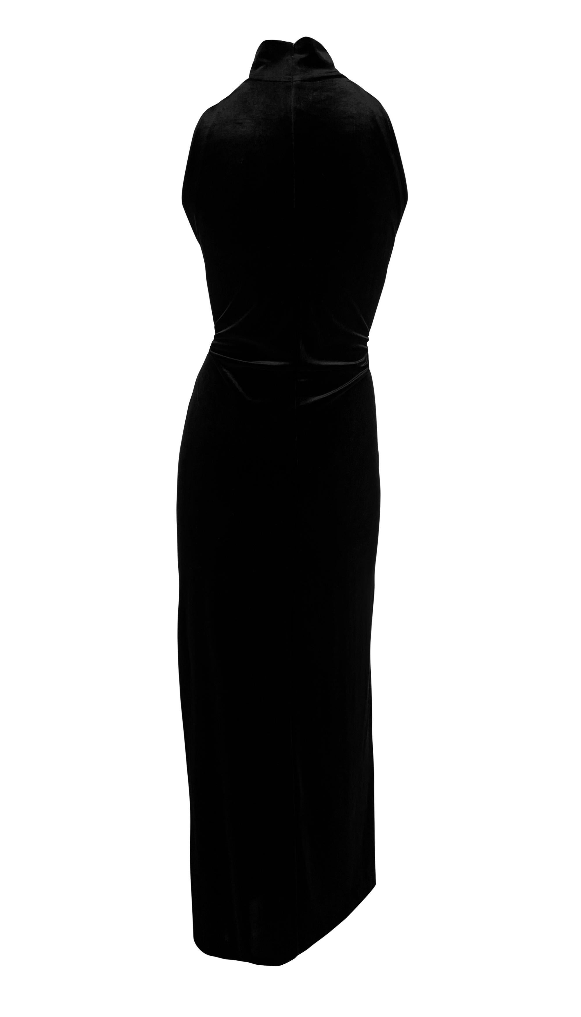 Bob Mackie anni '90, vestito senza maniche in velluto nero con rifiniture in piume di struzzo. in vendita 6