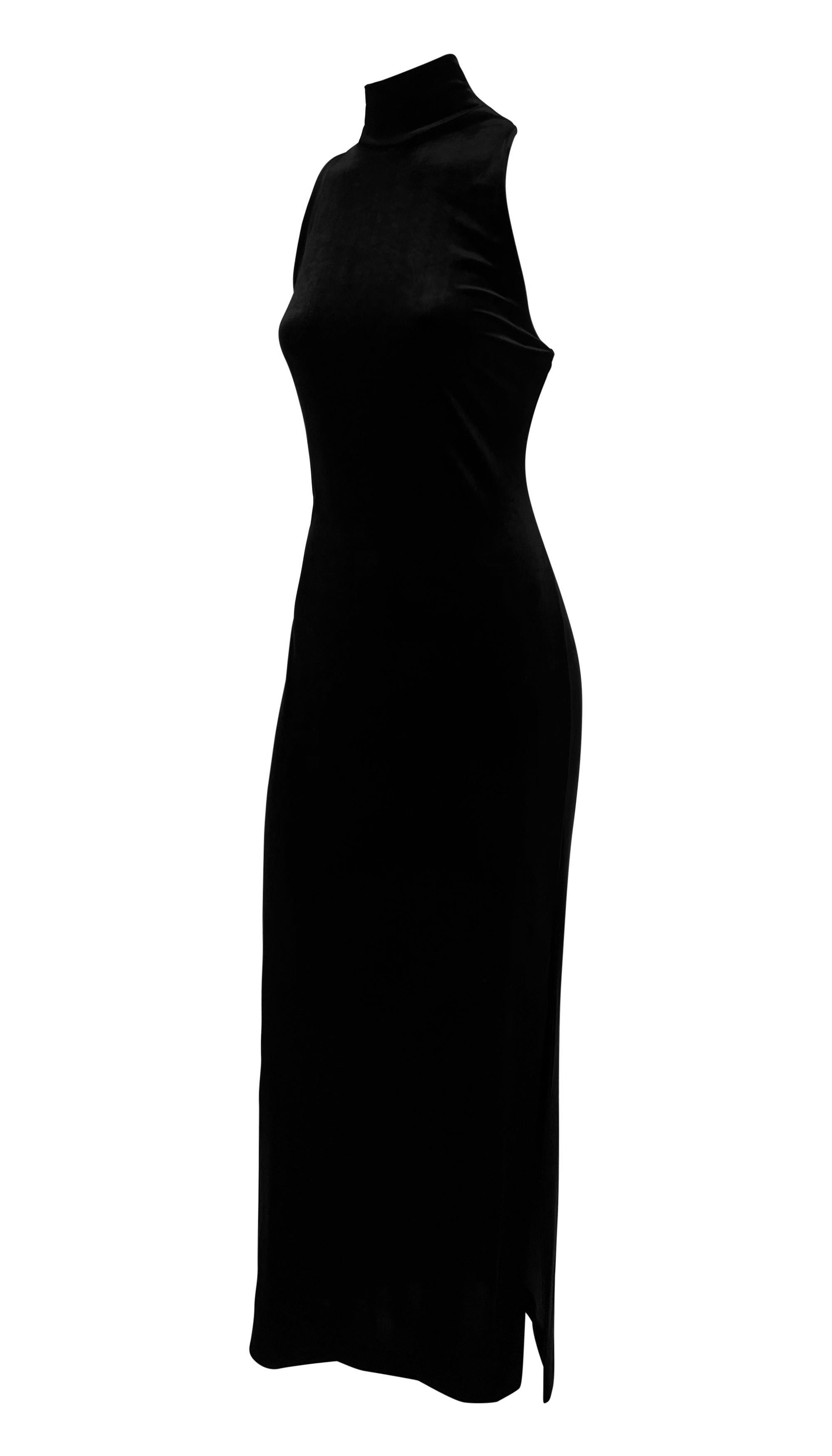 Bob Mackie anni '90, vestito senza maniche in velluto nero con rifiniture in piume di struzzo. in vendita 3