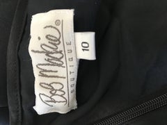 Robe de soirée vintage à fente haute Bob Mackie en crêpe noir, années 90, taille 10
