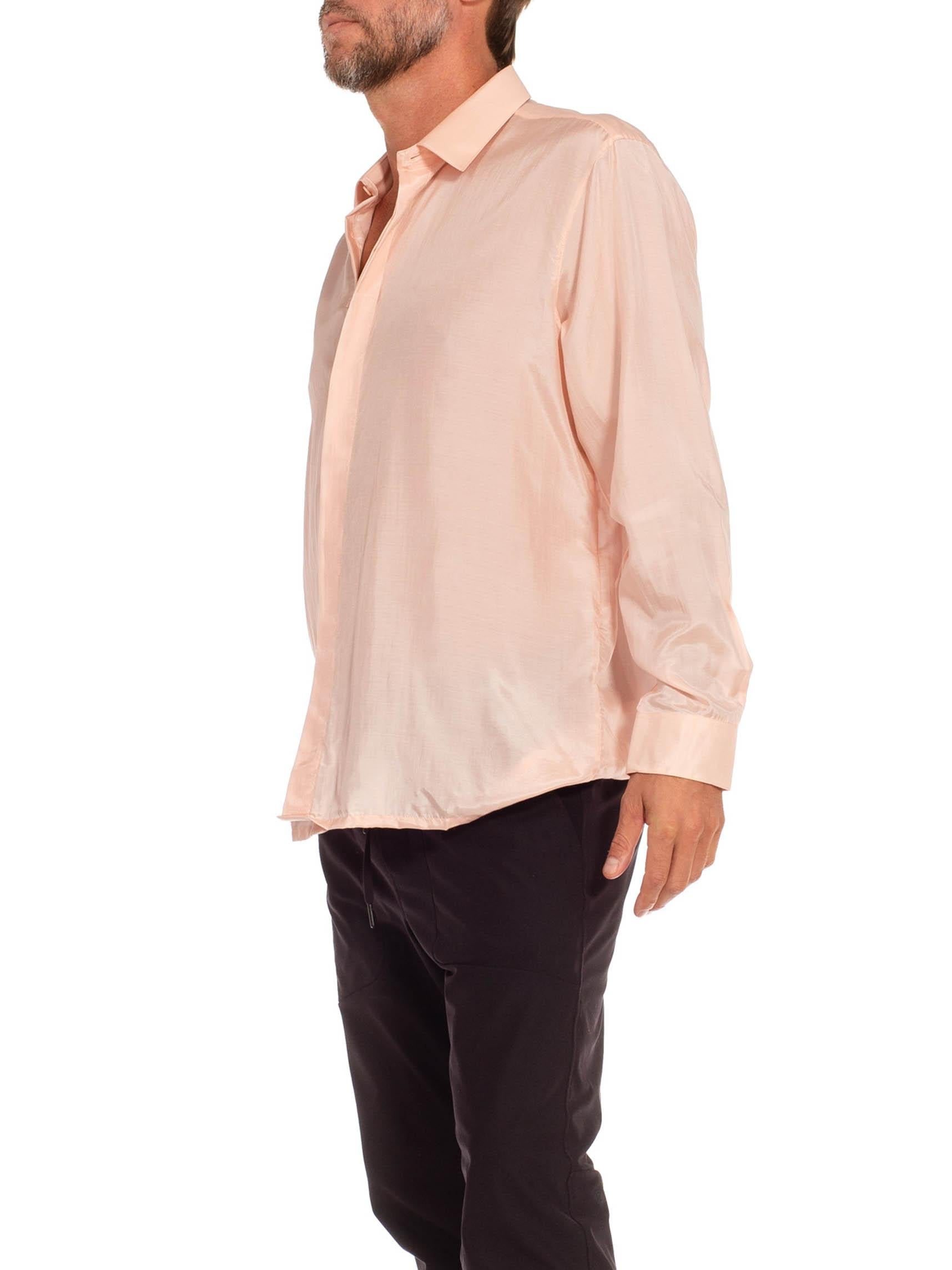 Nueva fuera de caja camisa deadstock, nueva con etiquetas 1990S BOCCI Blush Pink Silk Dead Stock Shirt NWT 