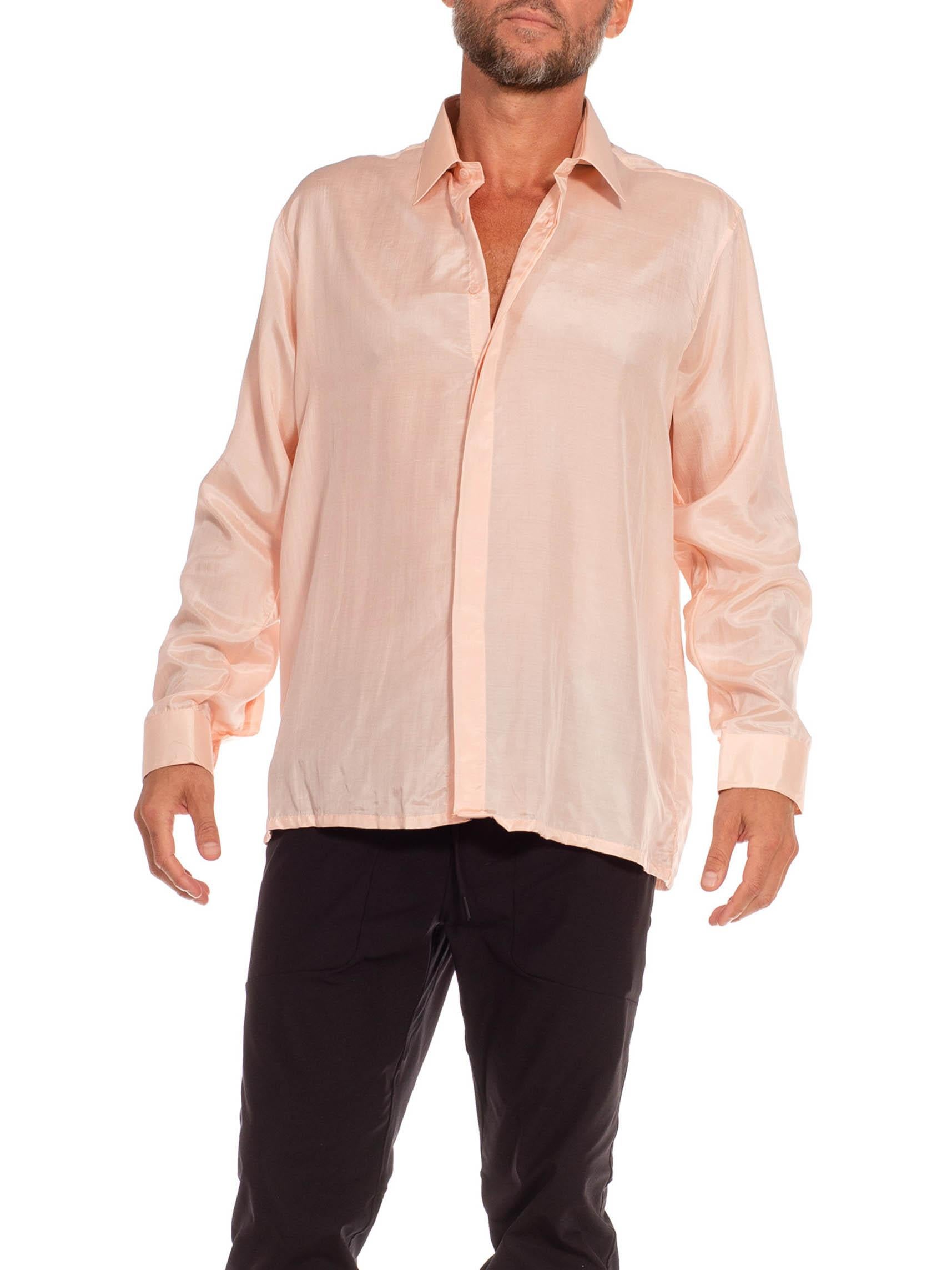 1990S Bocci Blush Pink Silk Dead Stock Shirt Nwt In Excellent Condition For Sale In New York, NY