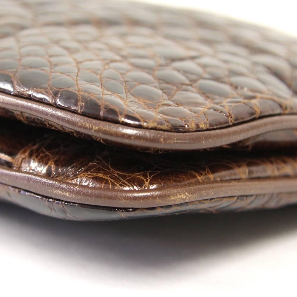 Women's or Men's 1990s Borbonese Crocodile Leather Clutch