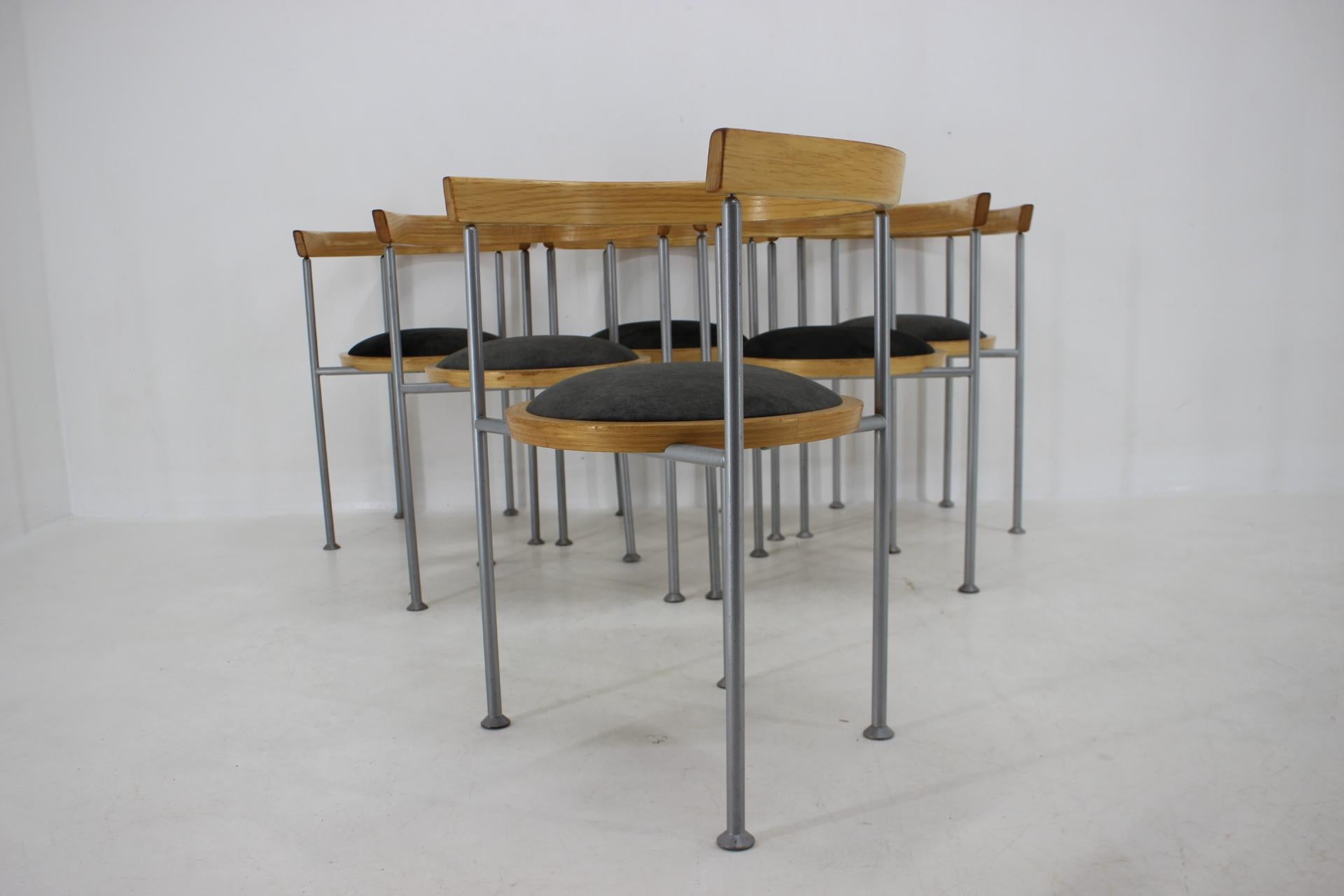 1990s Borge Lindau Set of 6 Dining Chairs for Bla Station, Sweden For Sale 2