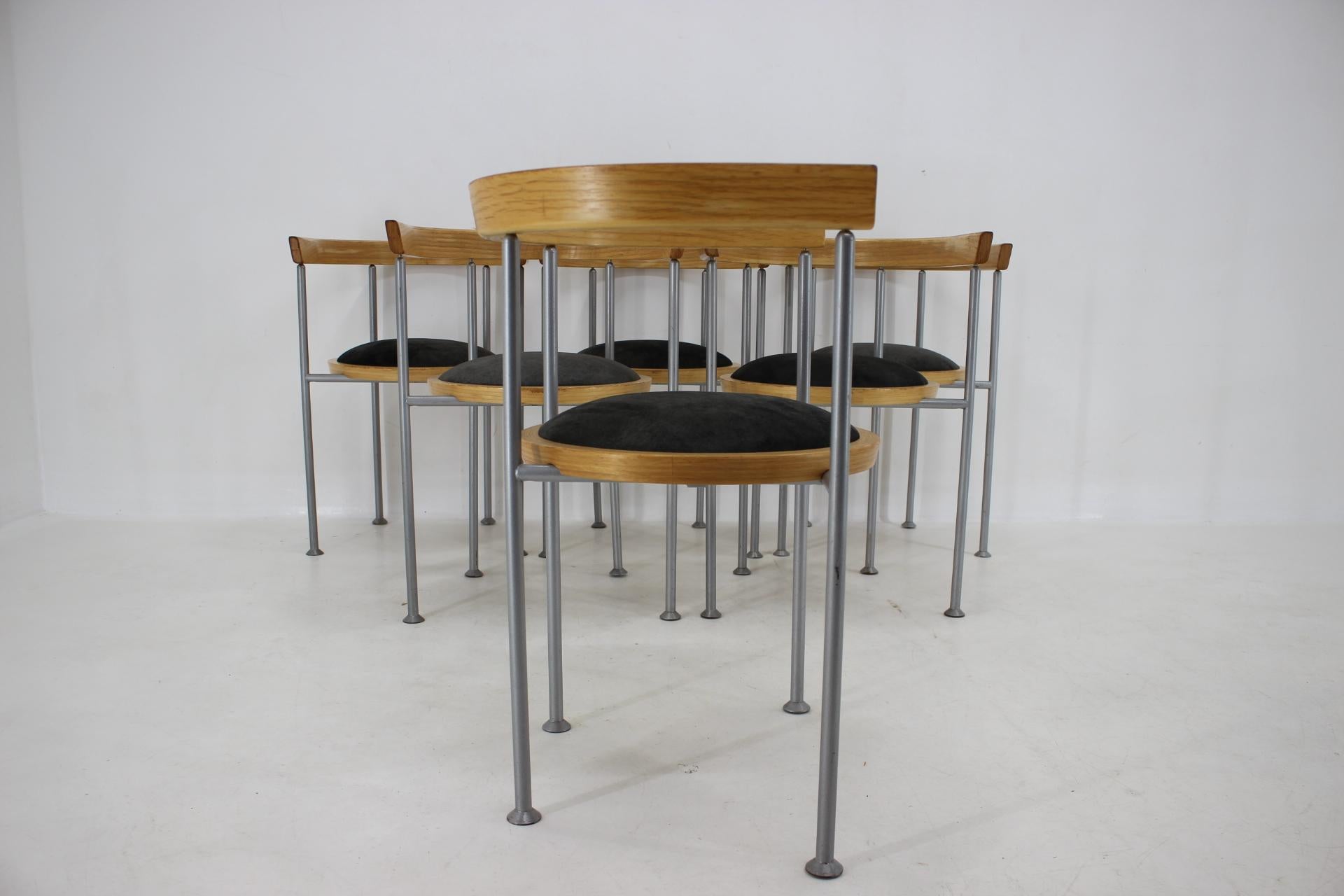 Late 20th Century 1990s Borge Lindau Set of 6 Dining Chairs for Bla Station, Sweden For Sale