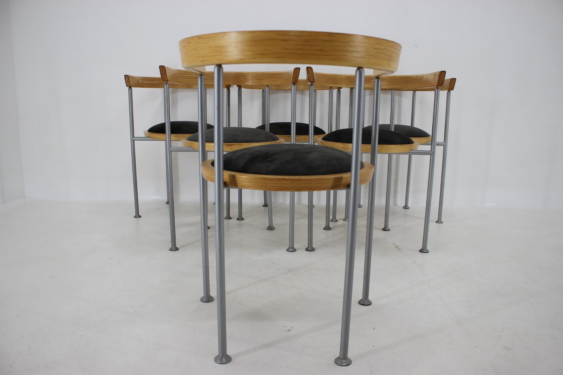 1990s Borge Lindau Set of 6 Dining Chairs for Bla Station, Sweden For Sale 1