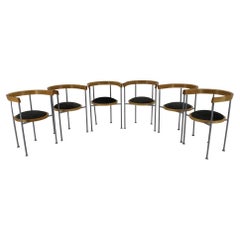 Vintage 1990s Borge Lindau Set of 6 Dining Chairs for Bla Station, Sweden