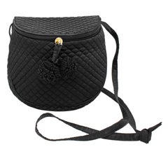 Bolso de satén acolchado negro Bottega Veneta de los años 90