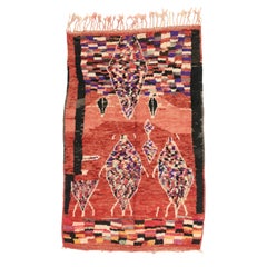 Tapis marocain Boujad des années 1990 de style moderne, textile tribal berbère
