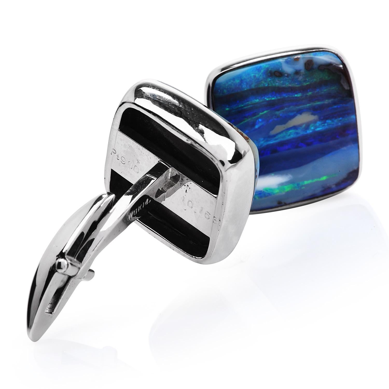blue opal cufflinks