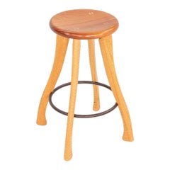 1990s Brad Smith for Bradford Woodworking Studio Craft Ax Counter Stool