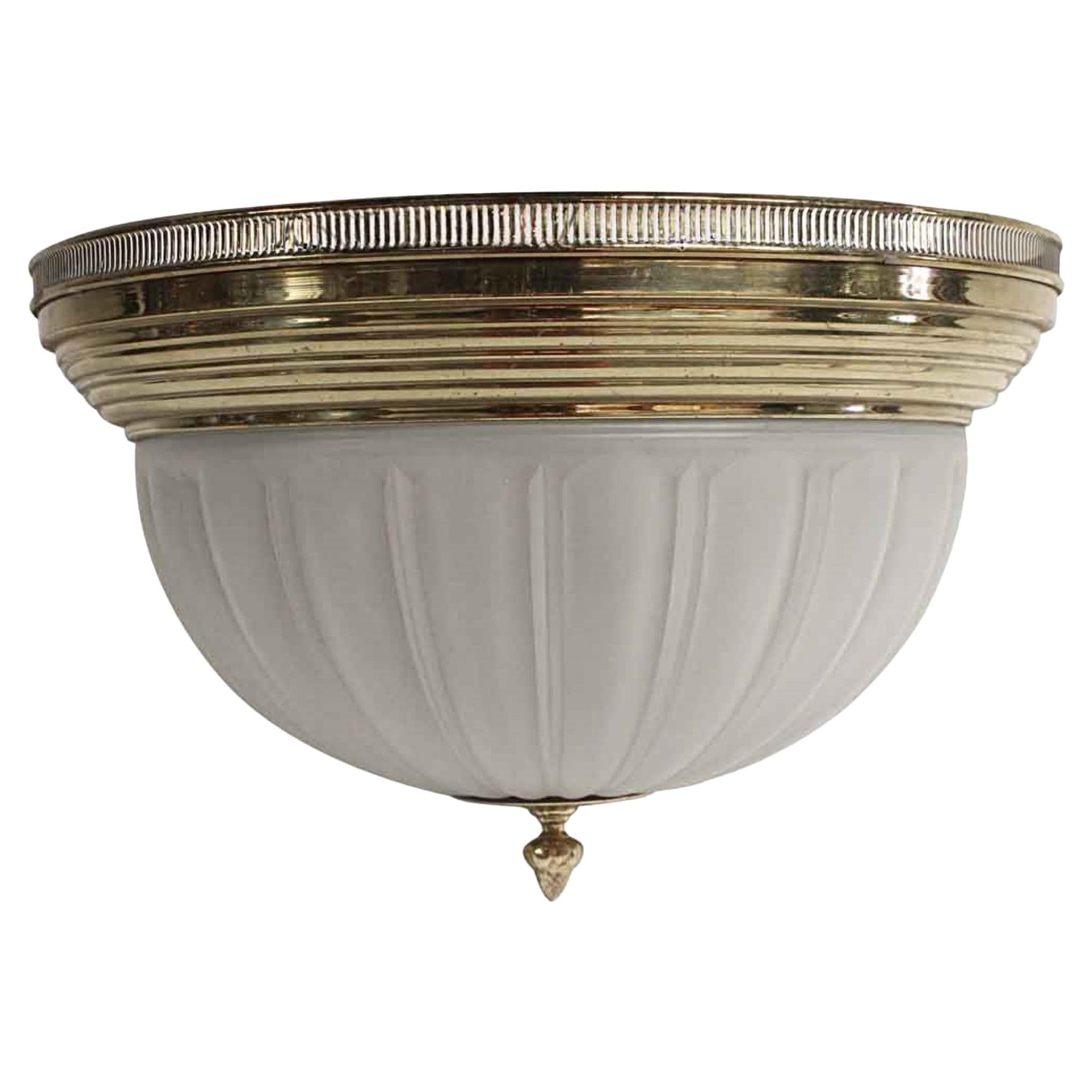 1990s Brass & Cast Glass Flush Mount Light from the Sutton Place Sheraton Hotel