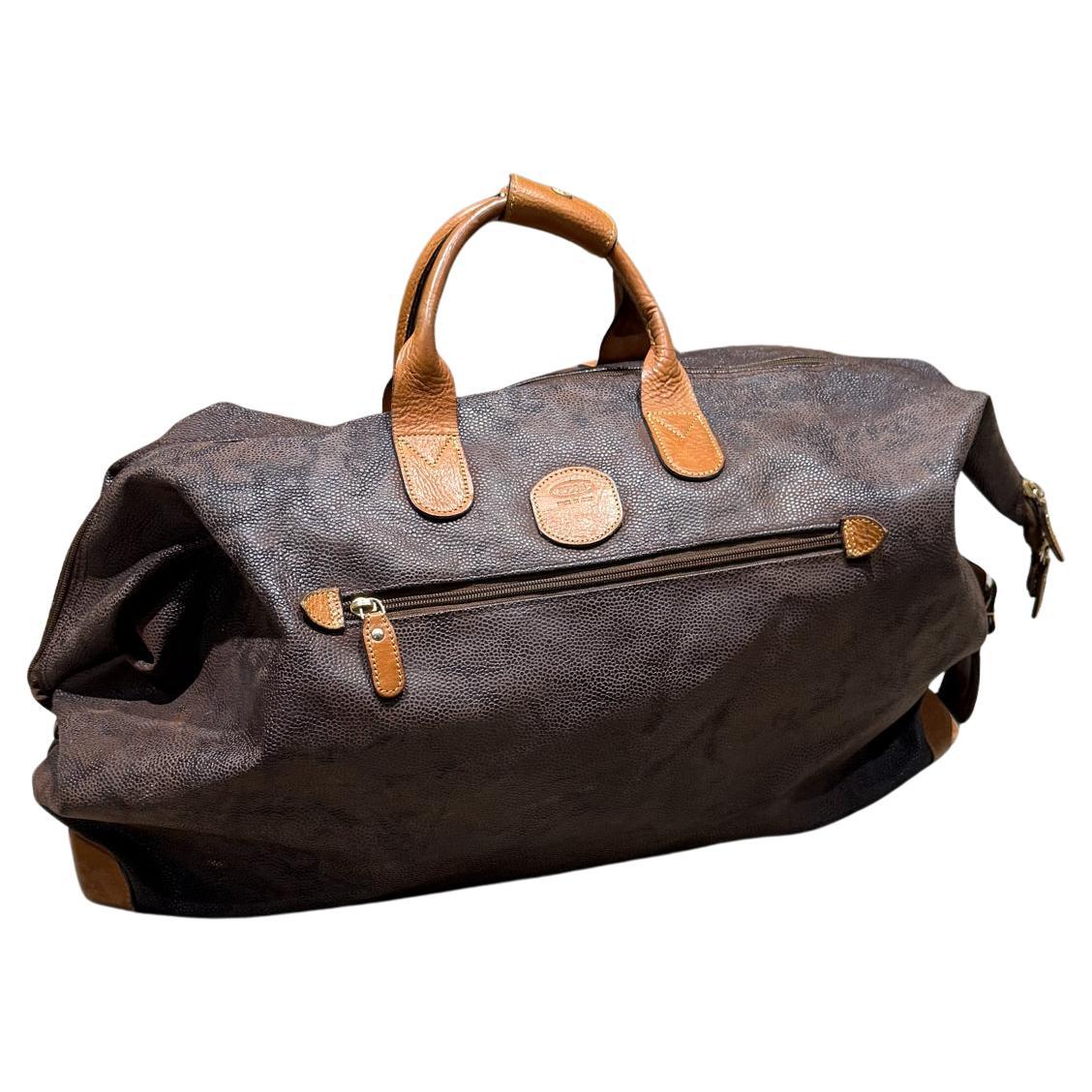 1990s Bric's Italian Leather Canvas Tote Cargo Life Bag