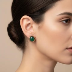 1990s Bronze and Green Agate Italian Rings and Earrings by Anomis