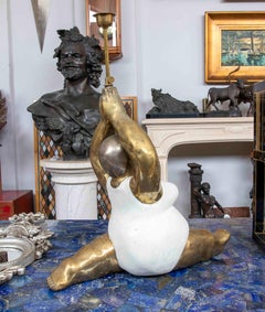 1990s Bronze Ballerina Table Lamp