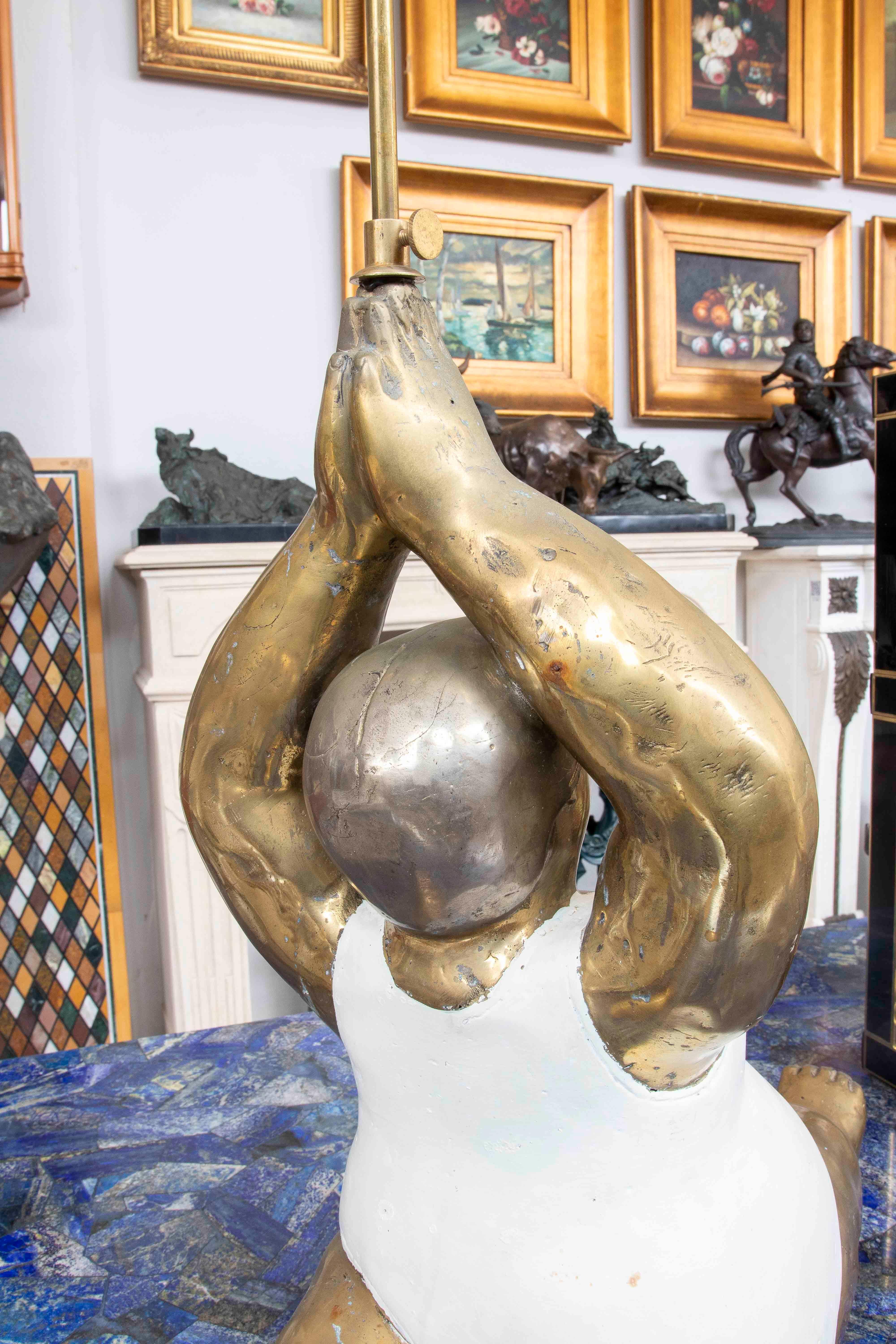 European 1990s Bronze Ballerina Table Lamp For Sale