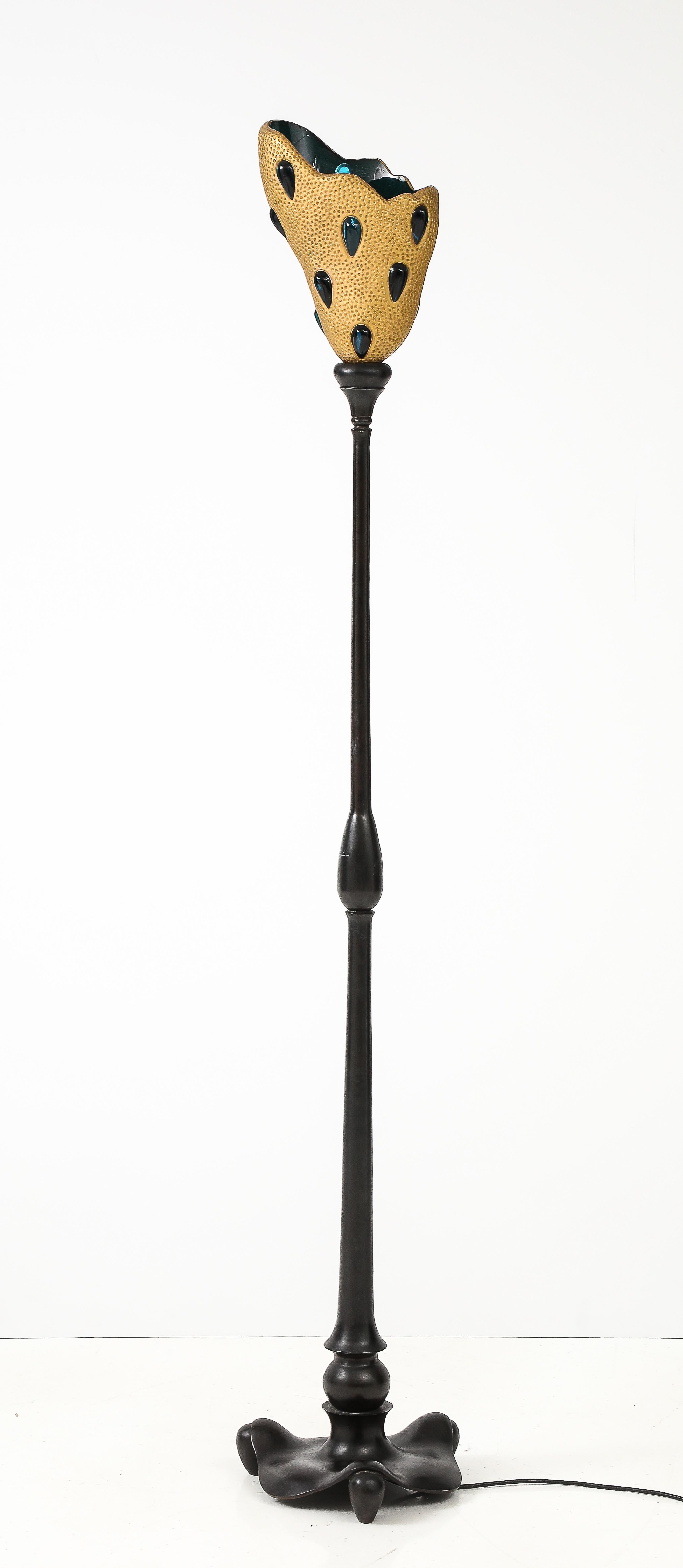 1990's bronze floor lamp by Daum and André Dubreuil For Sale 4