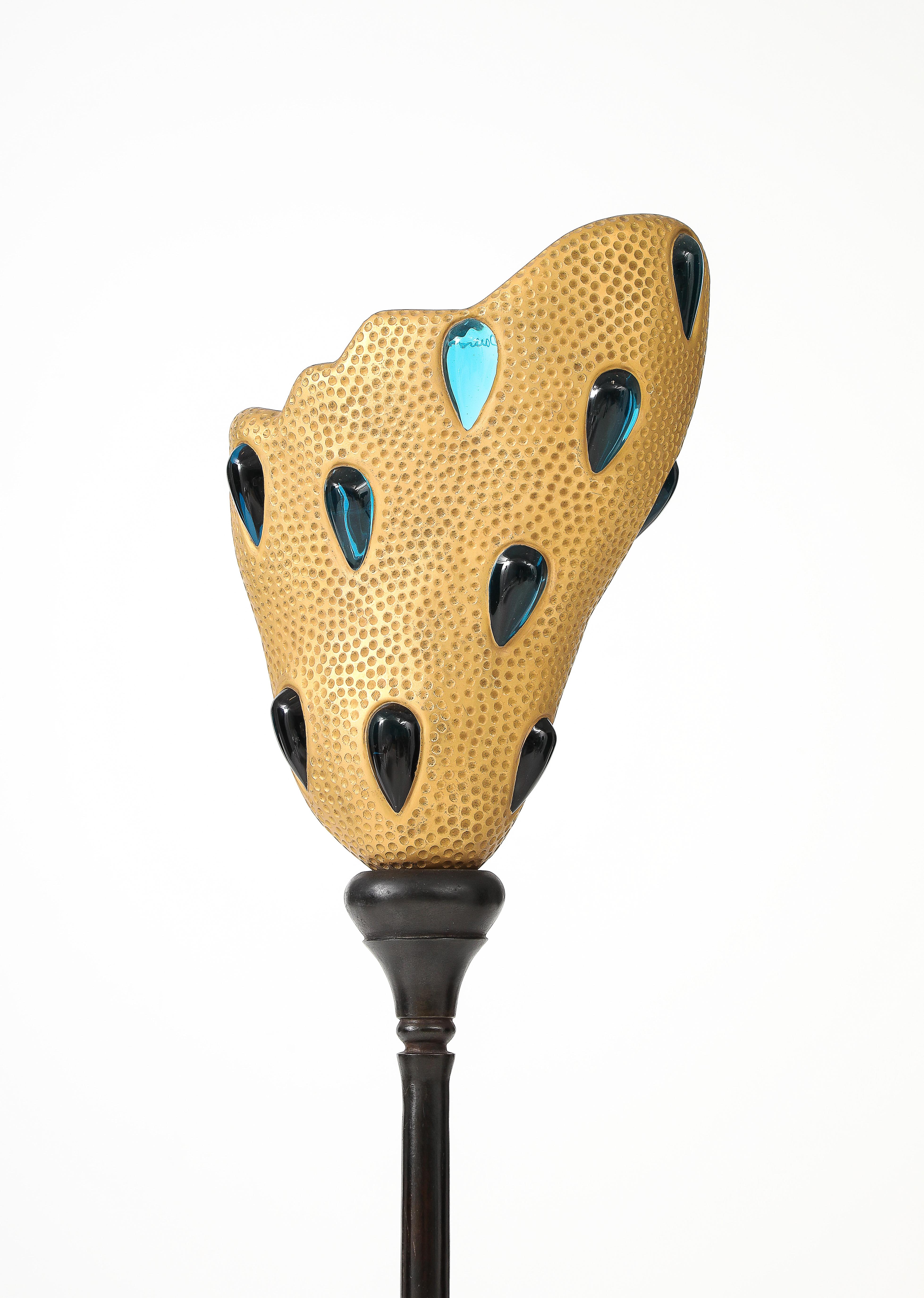 French 1990's bronze floor lamp by Daum and André Dubreuil For Sale