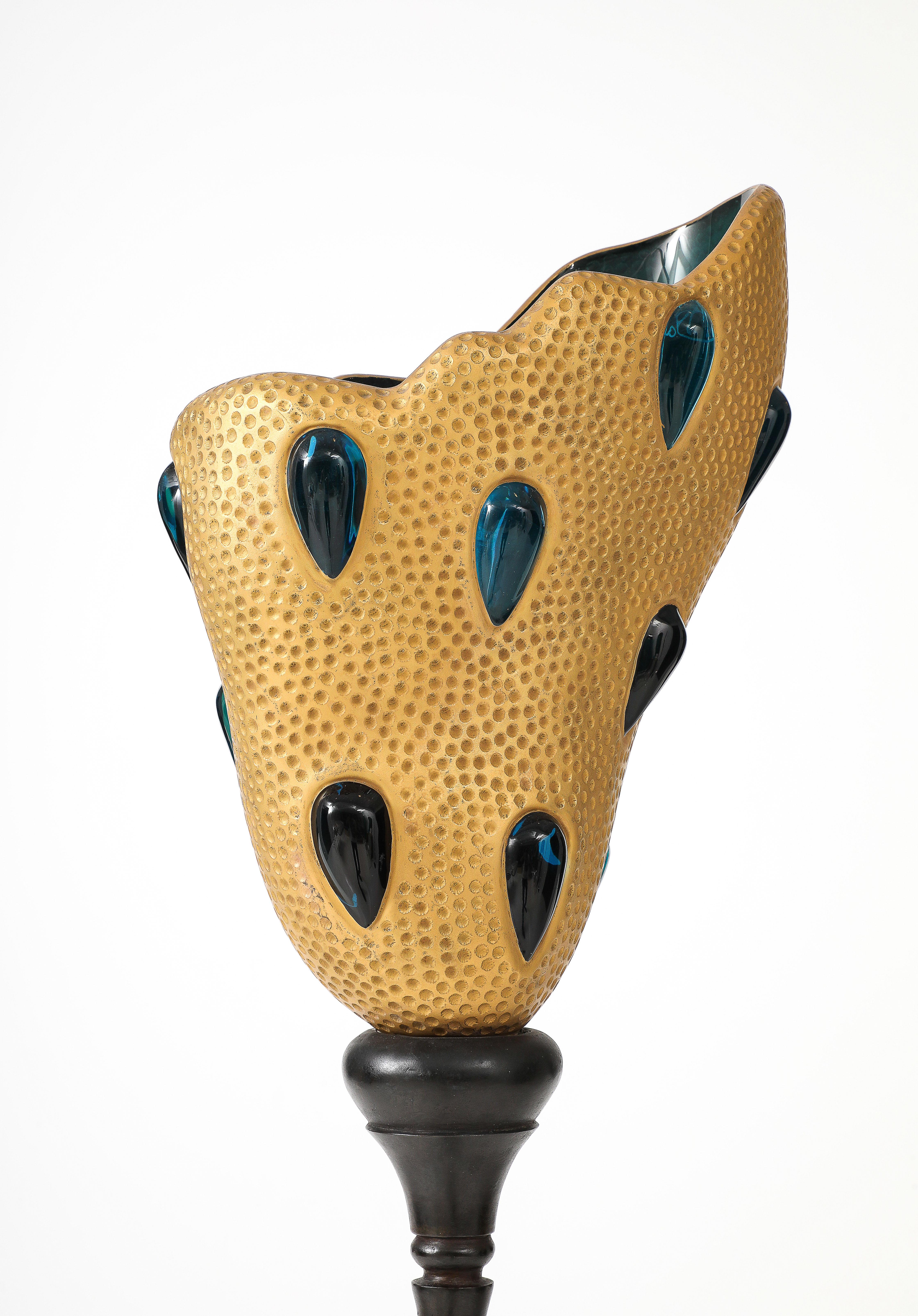 Late 20th Century 1990's bronze floor lamp by Daum and André Dubreuil For Sale