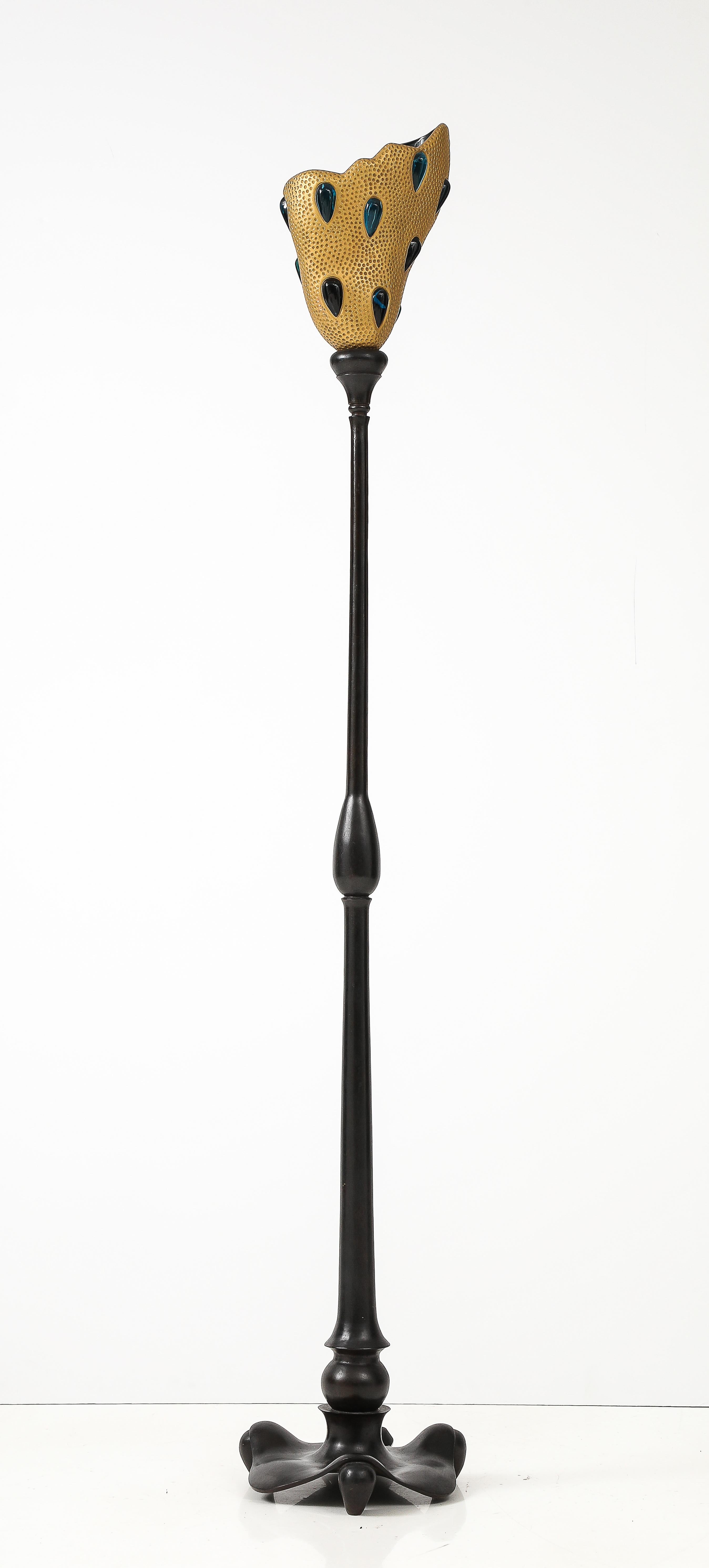 Bronze 1990's bronze floor lamp by Daum and André Dubreuil For Sale