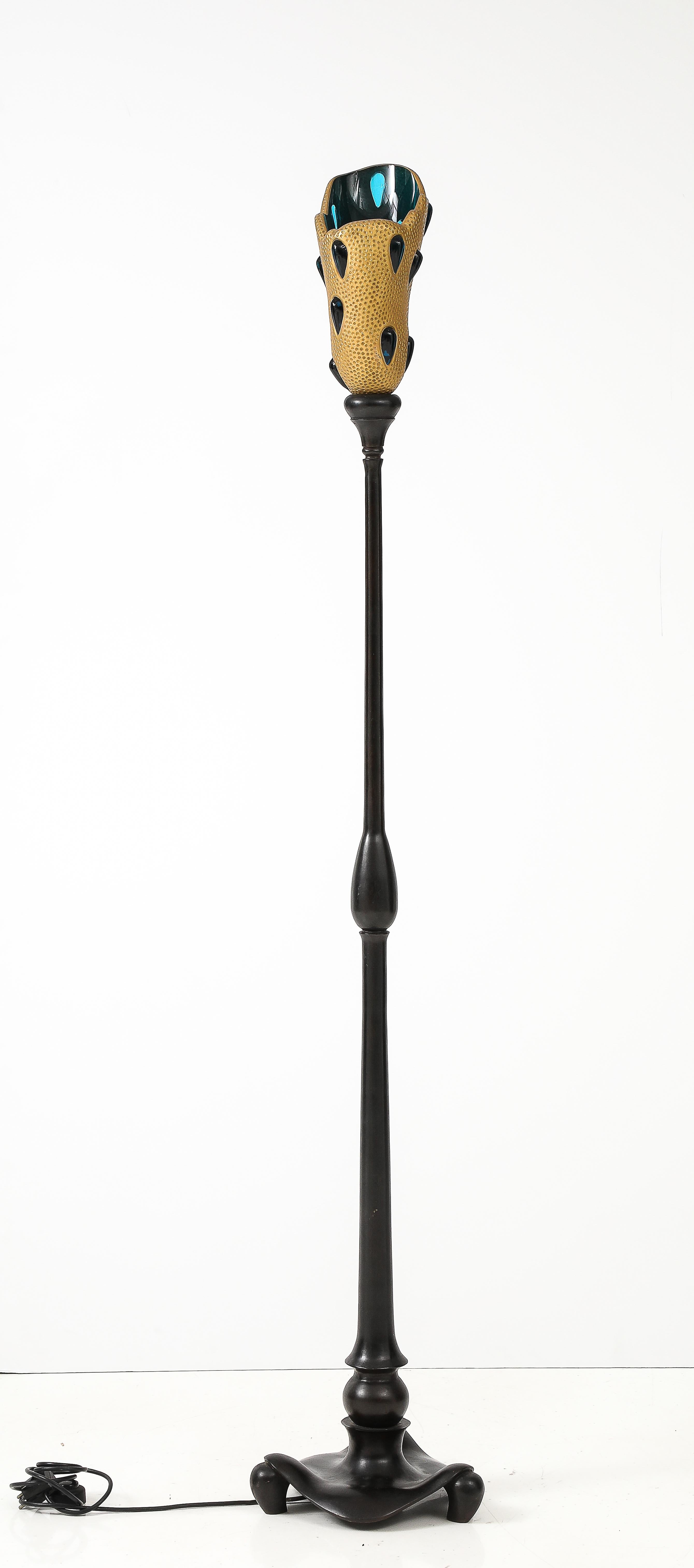 1990's bronze floor lamp by Daum and André Dubreuil For Sale 3