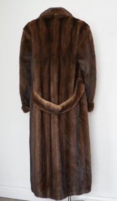 1990s Brothers II Style by Dimitrios NY Brown Genuine Mink Long Fur Coat