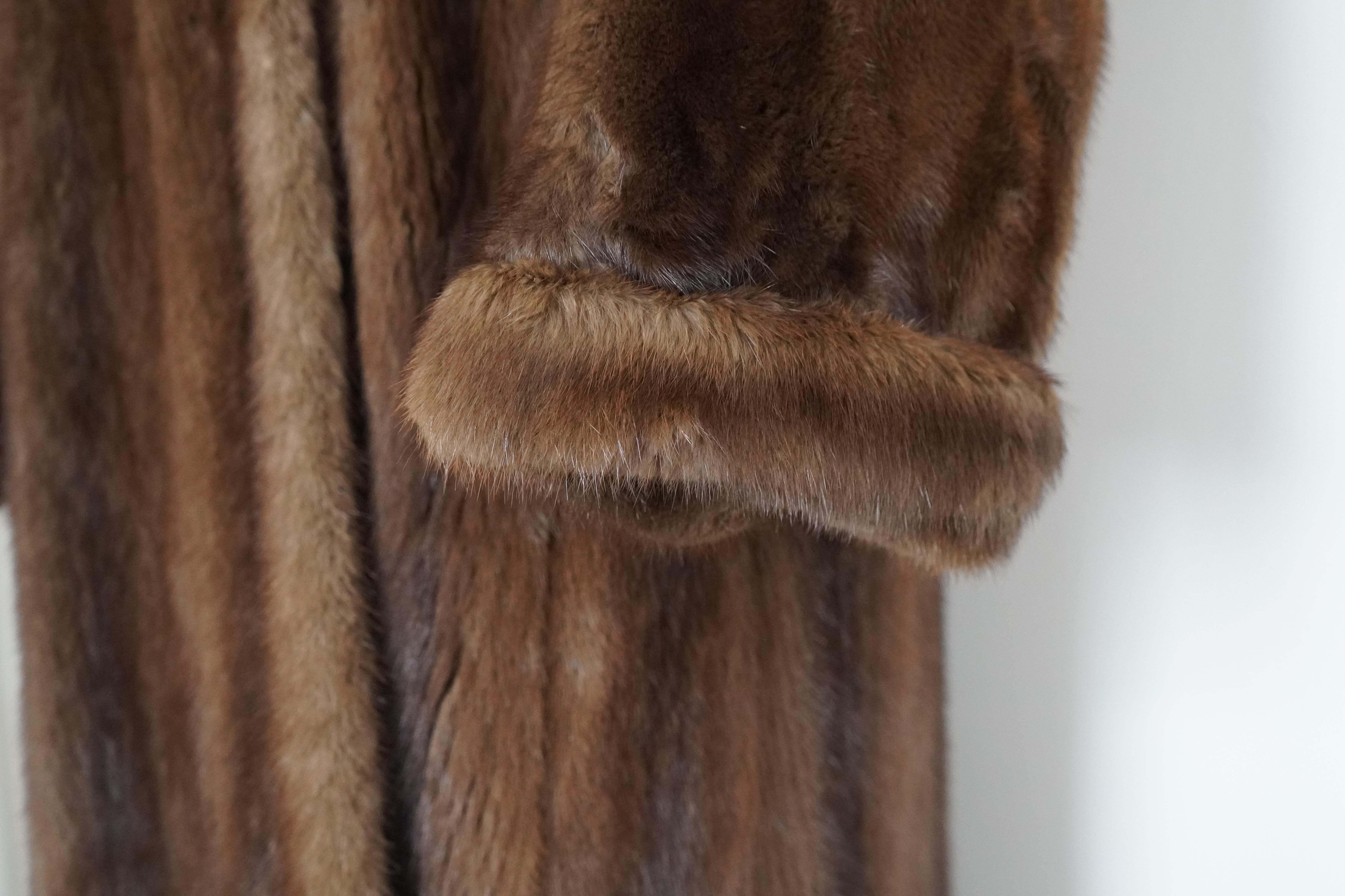 1990s Brothers II Style by Dimitrios NY Brown Genuine Mink Long Fur Coat For Sale 1