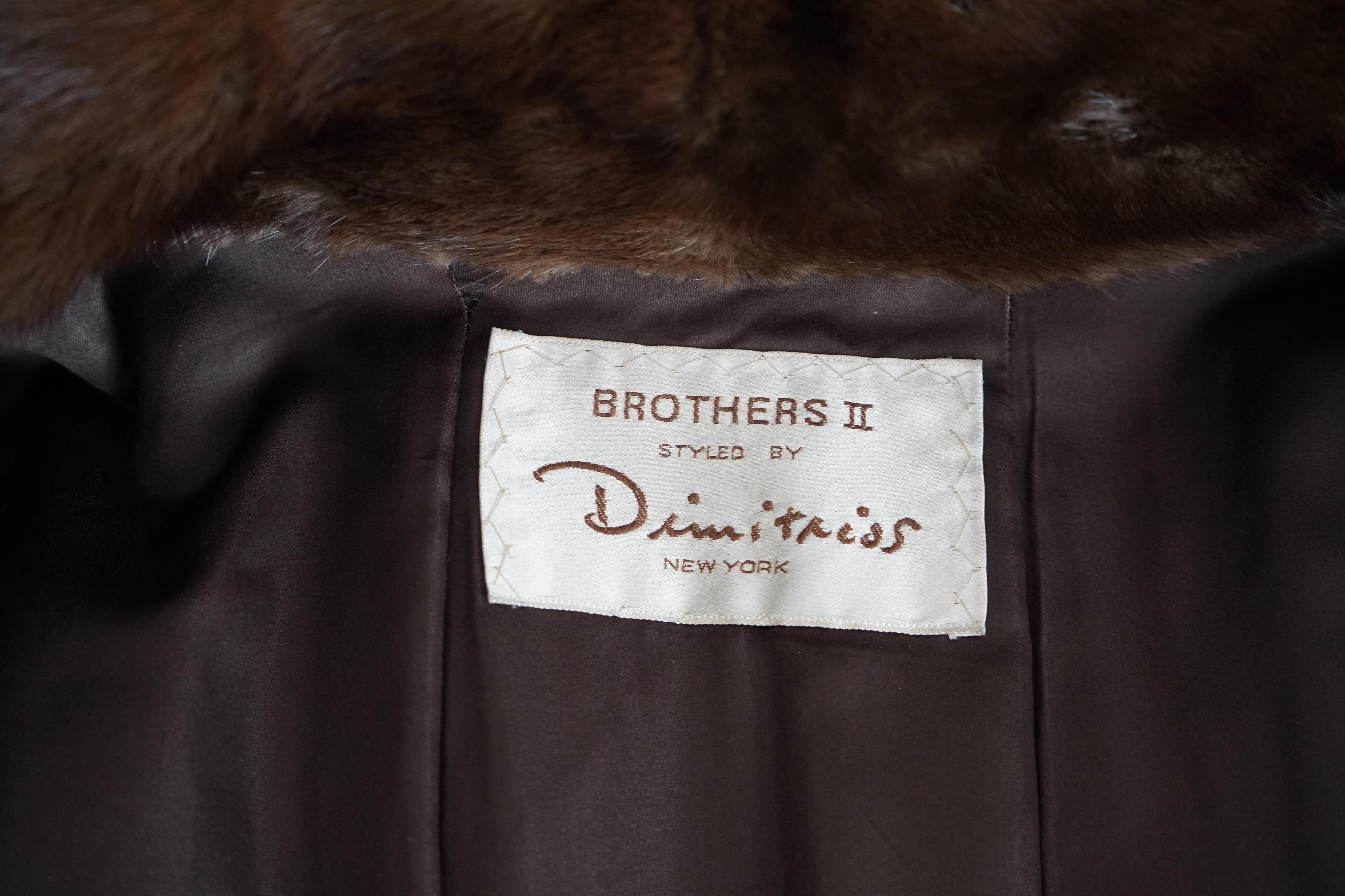 1990s Brothers II Style by Dimitrios NY Brown Genuine Mink Long Fur Coat For Sale 3