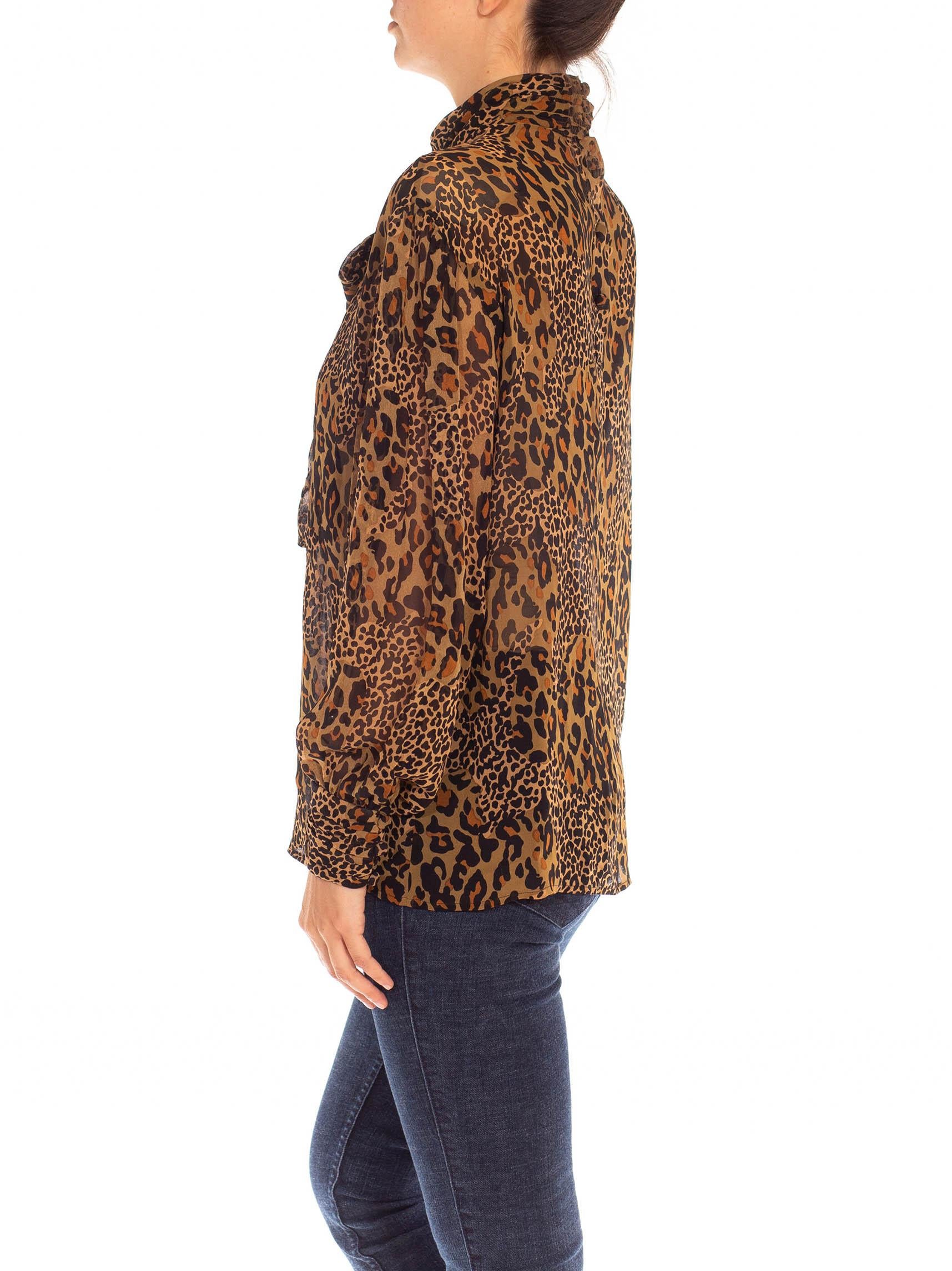 chiffon leopard print blouse