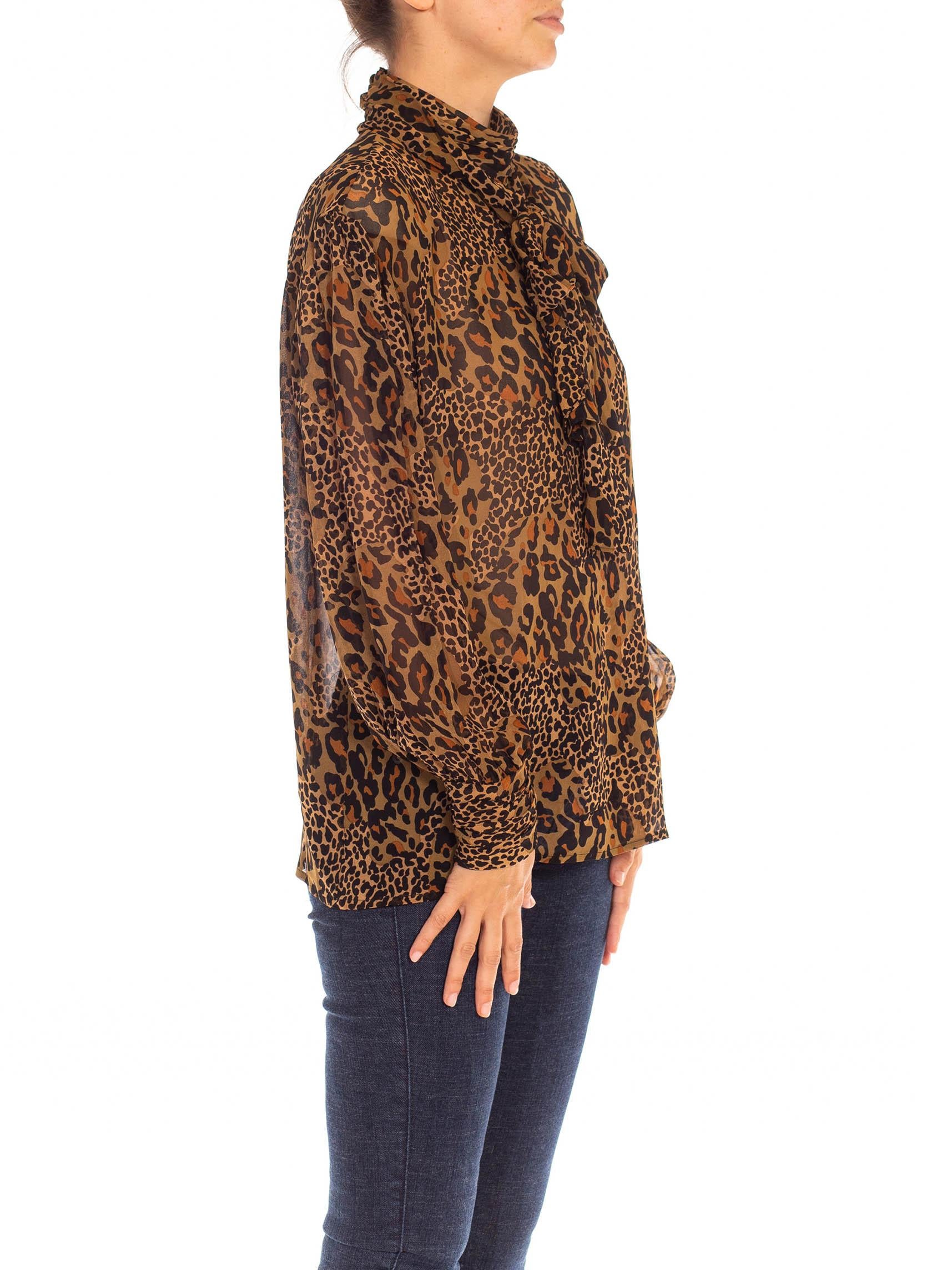 silk leopard blouse