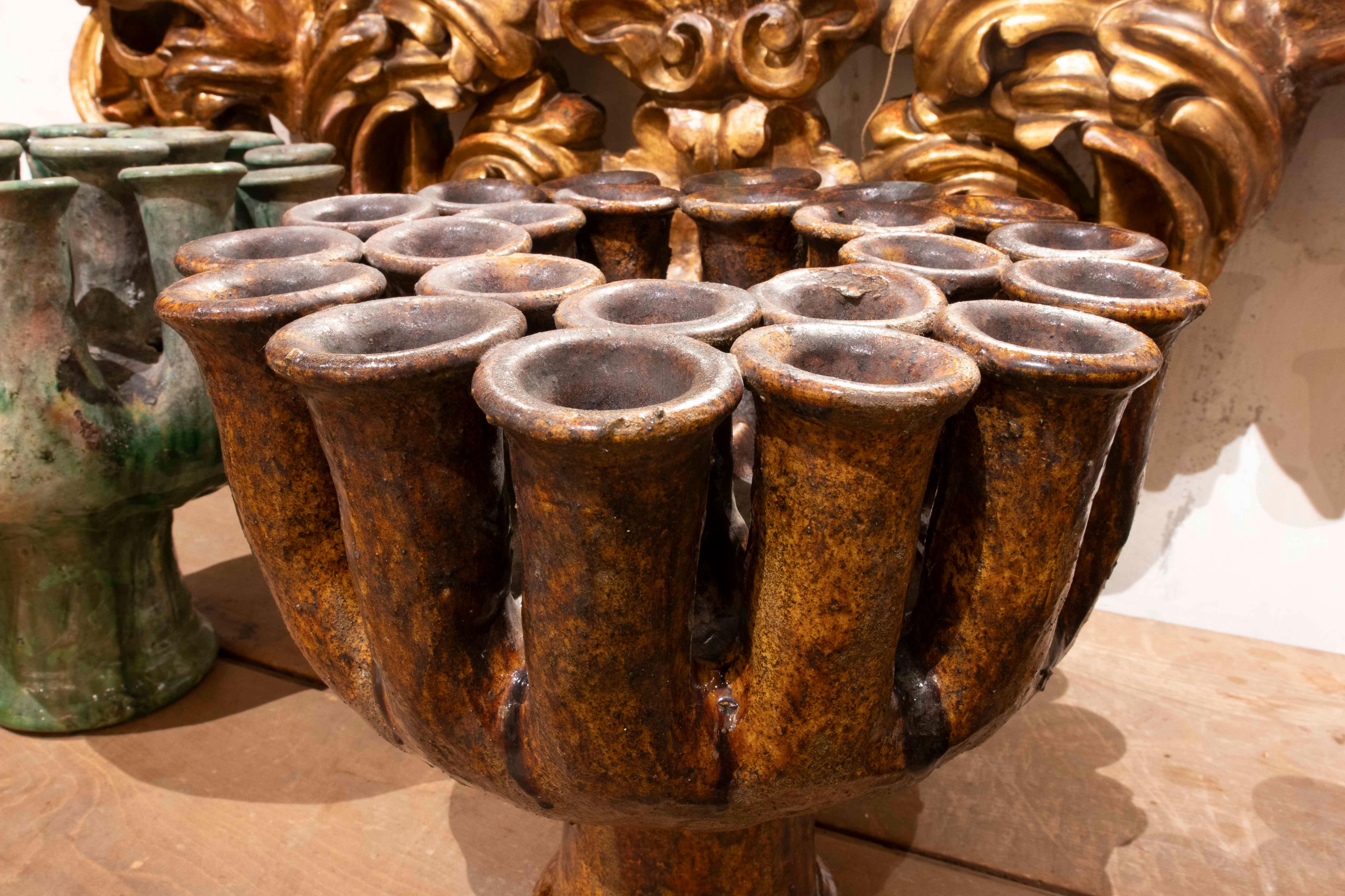 Candelero de cerámica esmaltada marrón de los años 90 en Bueno estado para la venta en Marbella, ES