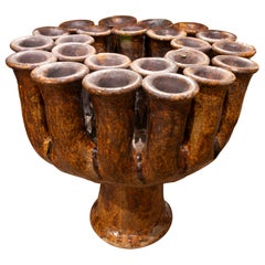 Used 1990s Brown Glazed Ceramic Candlestick