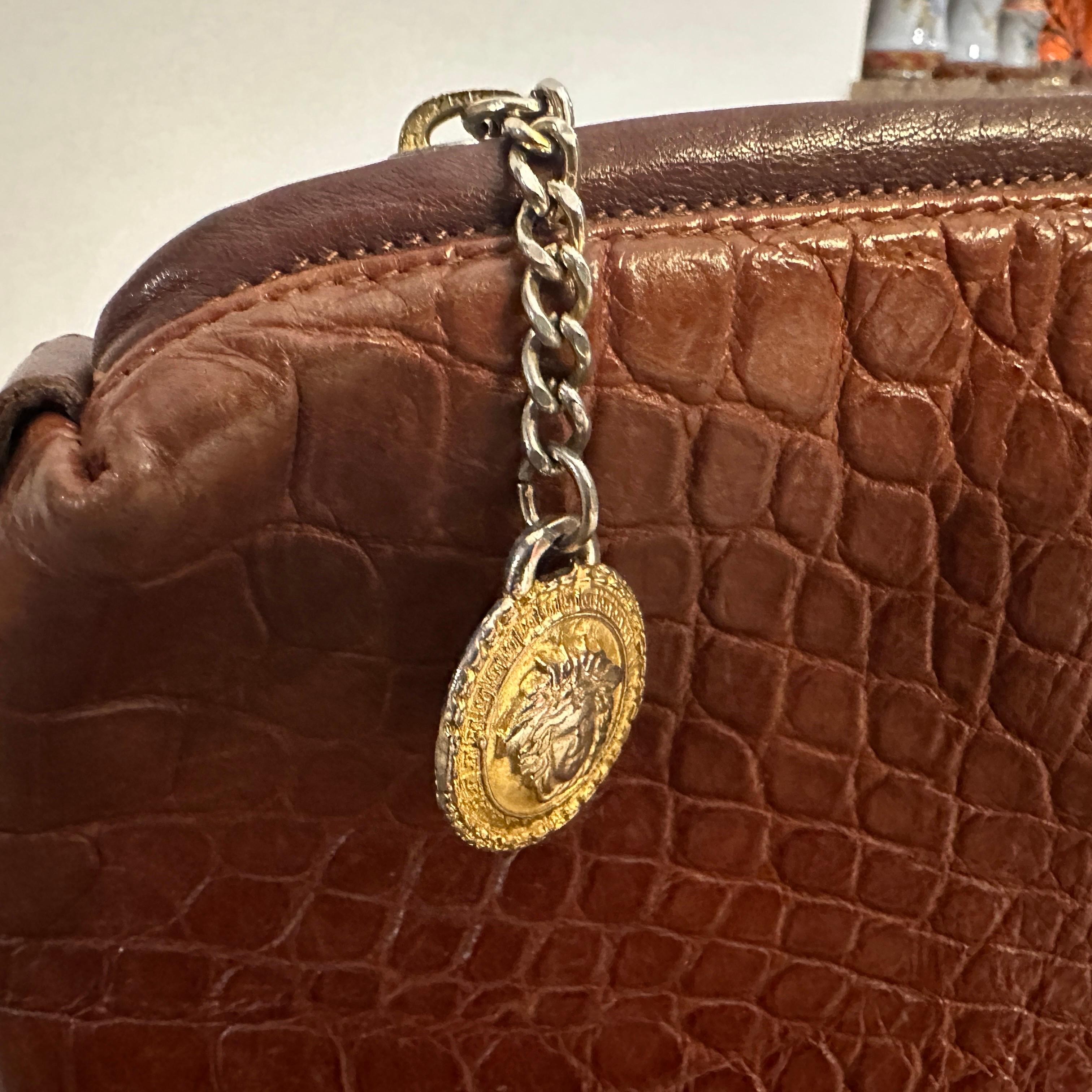 Women's or Men's 1990s Brown Leather Clutch Bag by Gianni Versace For Sale