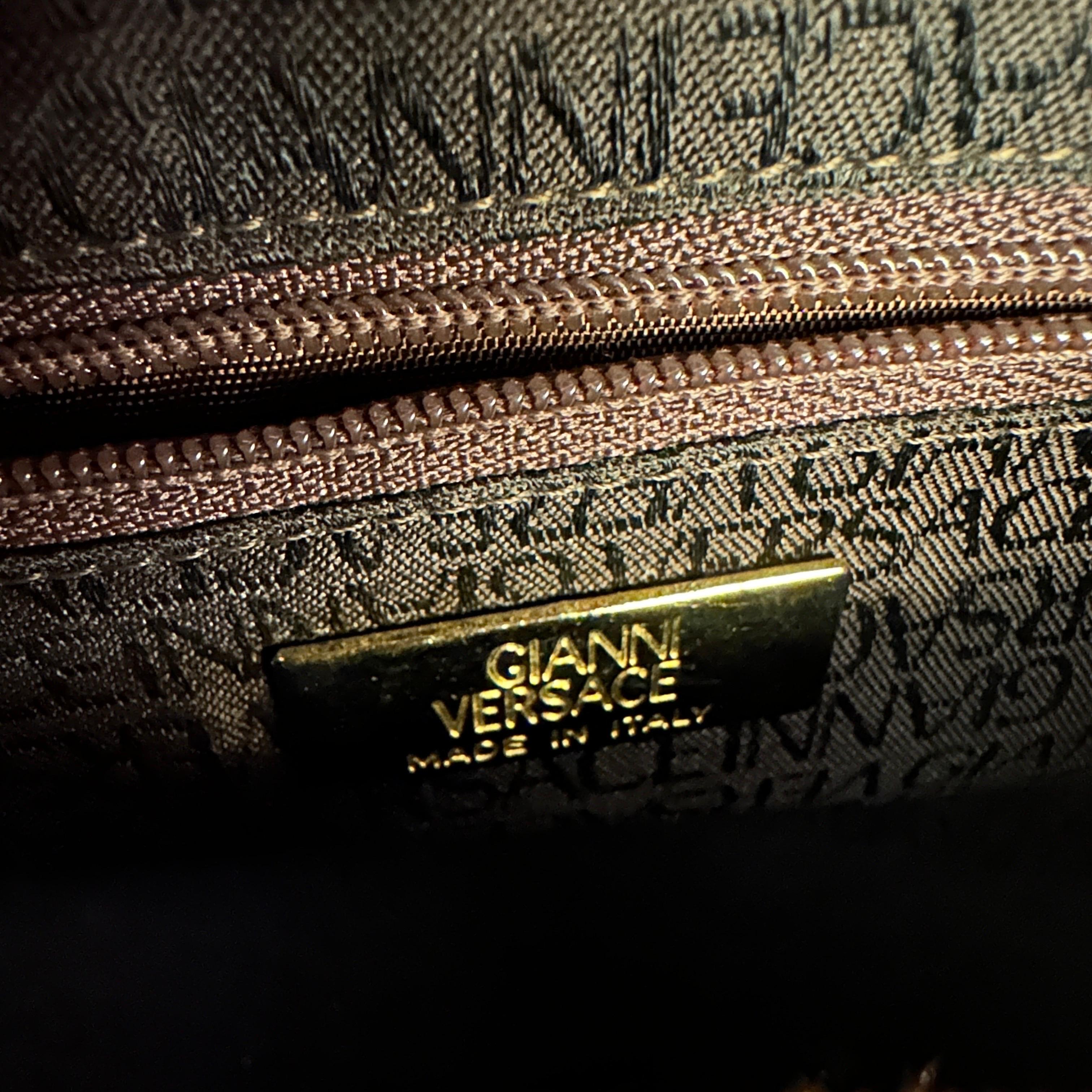 1990s Brown Leather Clutch Bag by Gianni Versace For Sale 3